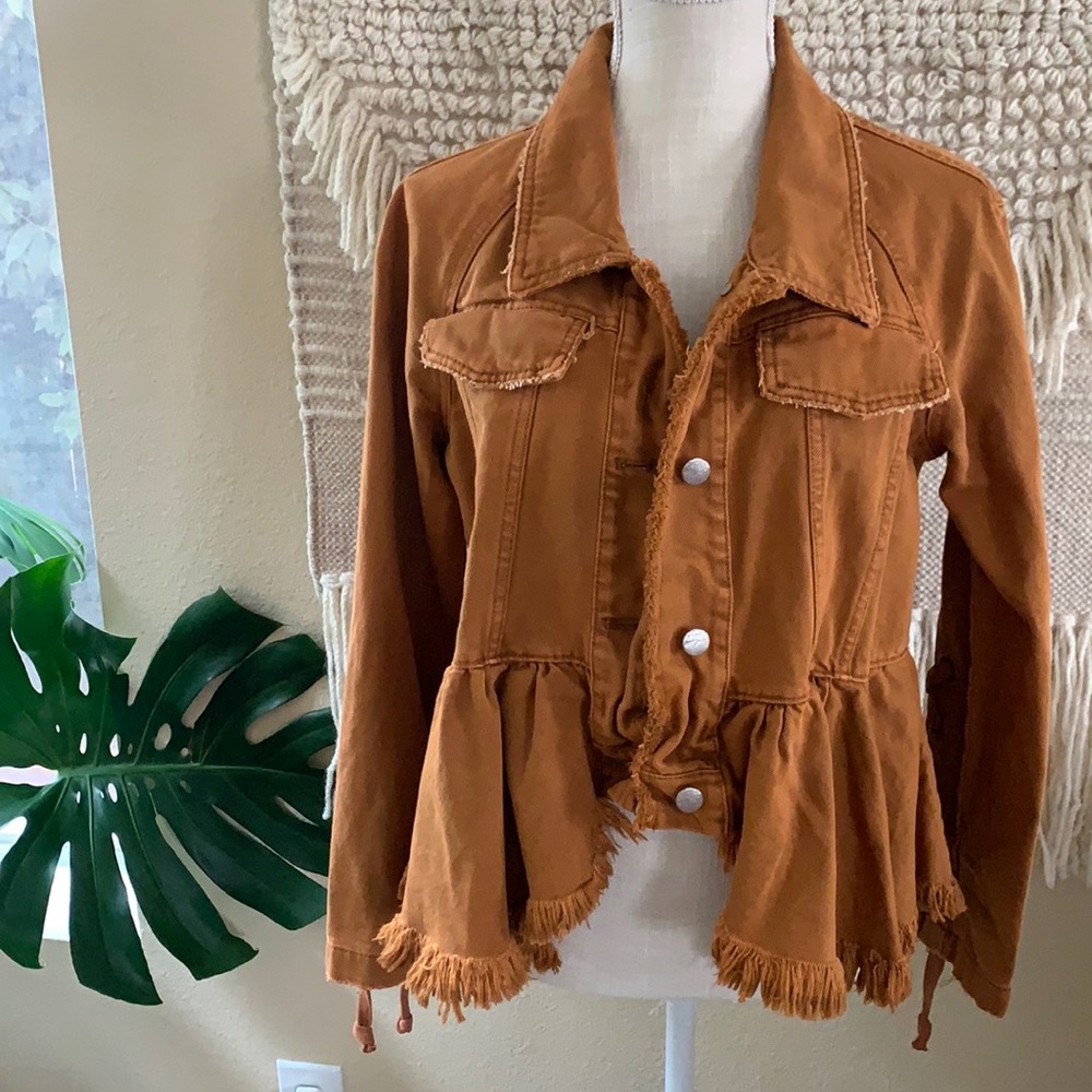 Free People Willow Denim Jacket In Terra-cotta